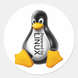 Drivs av Linux Runt Klistermärke