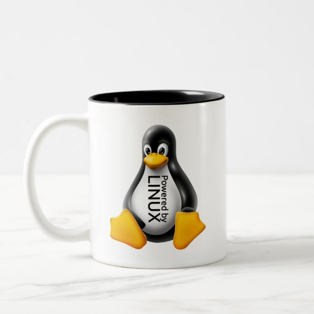 Drivs av Linux Två-Tonad Mugg (Vänster)