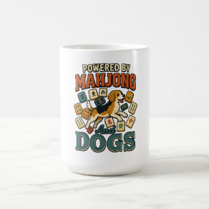 Drivs av Mahjong & Beagles: Pixel Art Hundälskare  Kaffemugg
