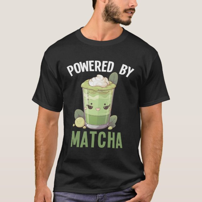 Drivs av Matcha Grönt Tea Kawaii Matcha Latte T Shirt (Framsida)