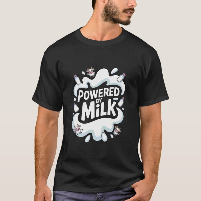 Drivs av Milk Funny Cow Theme T Shirt (Framsida)