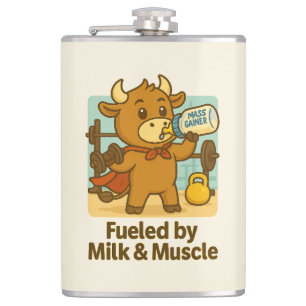 Drivs av Mjölk & Muscle - Funny Bull Tecknad Flas Fickplunta