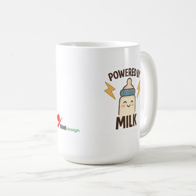 "Drivs av mjölk" Rolig kaffekopp | Ny förälder Gi (Framsida höger)