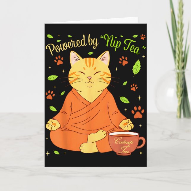 Drivs Av Nip Tea Rolig Mediterande Katt Yoga Katt  Kort (Framsida)
