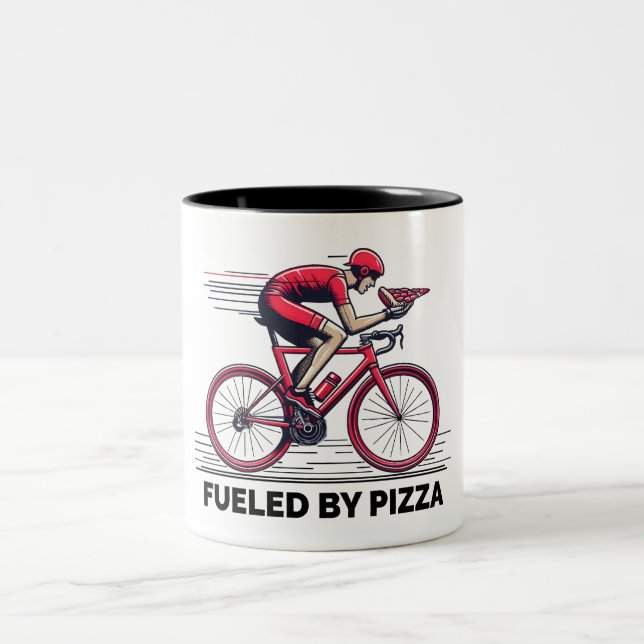 Drivs Av Pizza Cyklist Två-Tonad Mugg (Center)