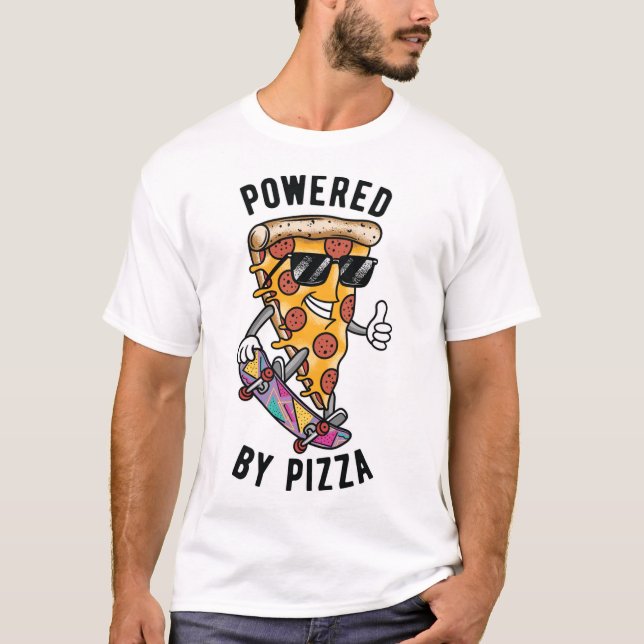 Drivs av Pizza, från Retro Stil Pizza Kärlek T Shirt (Framsida)