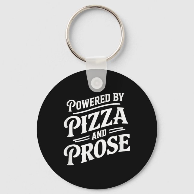 Drivs av Pizza och Prose Nyckelring (Framsida)
