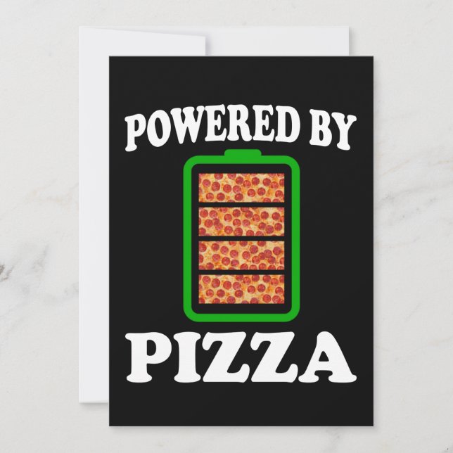 Drivs av Pizza - Rolig Pizza Inbjudningar (Framsida)
