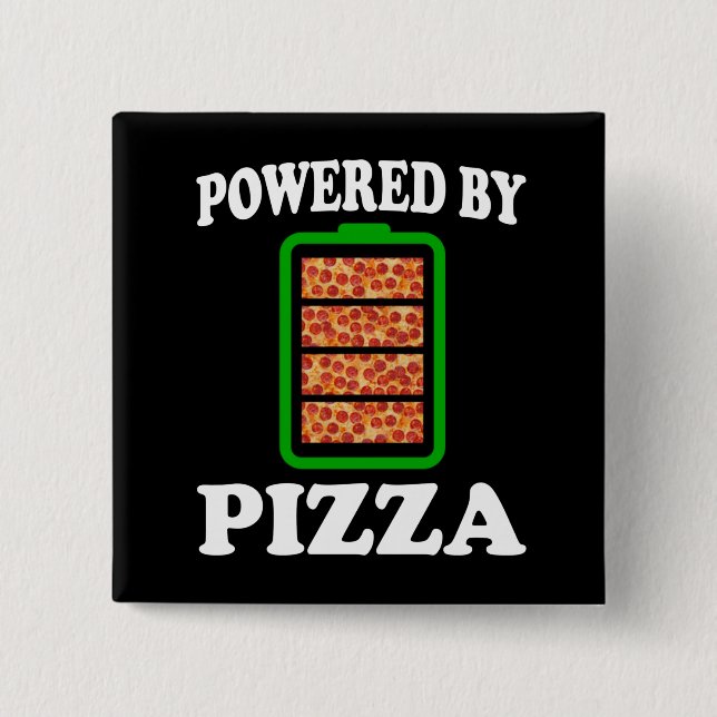 Drivs av Pizza - Rollig Pizza Knapp (Framsida)