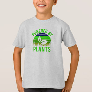 Drivs av plantor - nun Grönt Vegan Vintage Sunset T Shirt