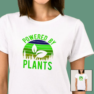 Drivs av plantor - nun Grönt Vegan Vintage Sunset T Shirt