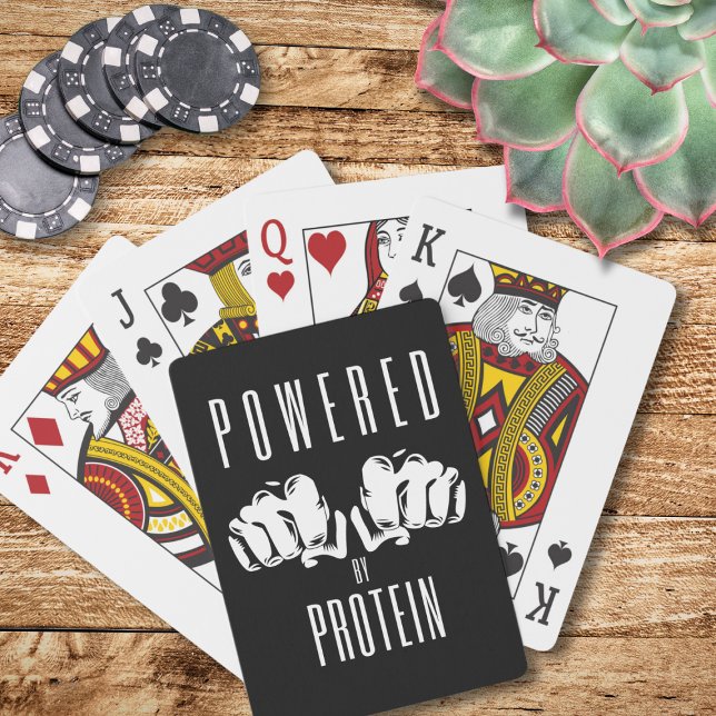 Drivs av Protein Snyggt Black Casinokort (Powered By Protein playing card set for Carnivore dieters. A great gift for meat lovers.)