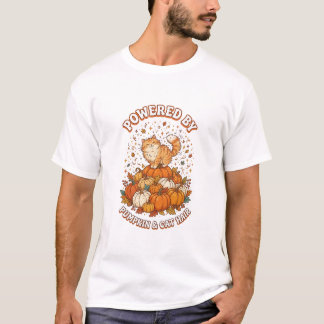 Drivs Av Pumpa och Katt Hår Rolig Höst Katt T Shirt
