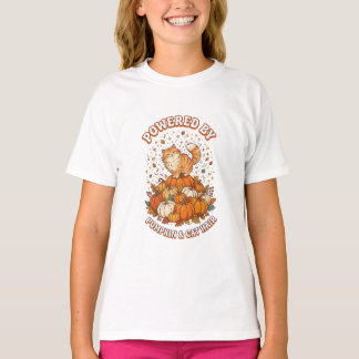Drivs Av Pumpa och Katt Hår Rolig Höst Katt T Shirt