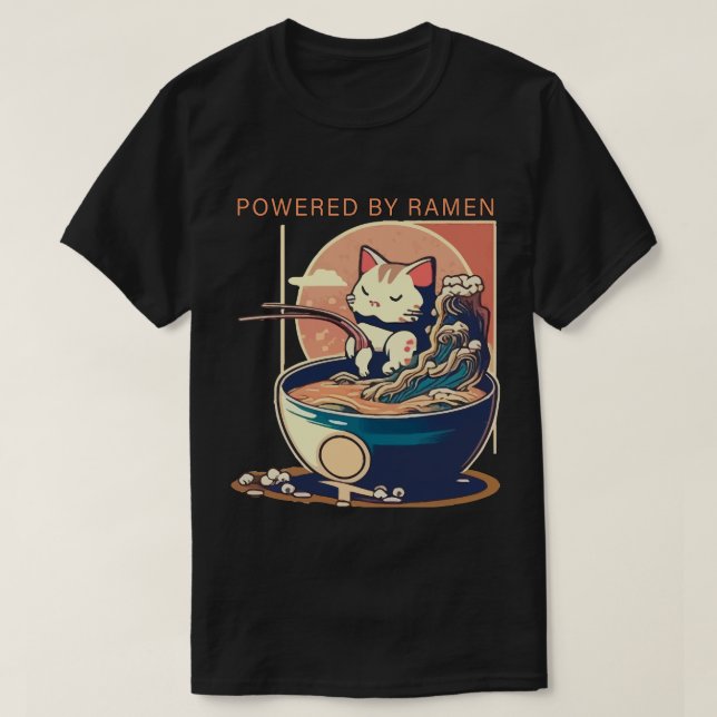 Drivs av Ramen Cat T Shirt (Design framsida)
