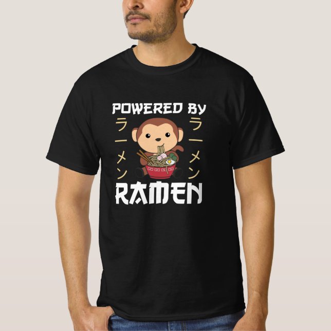 Drivs av Ramen Sweet Monkey Eats Ramen T Shirt (Framsida)