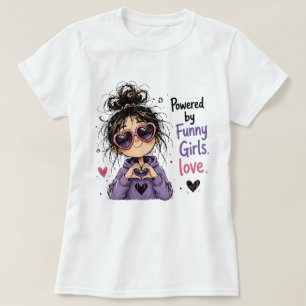 Drivs Av Roliga Tjejer Söt Rufsigt Upphöjt Hjärta T Shirt