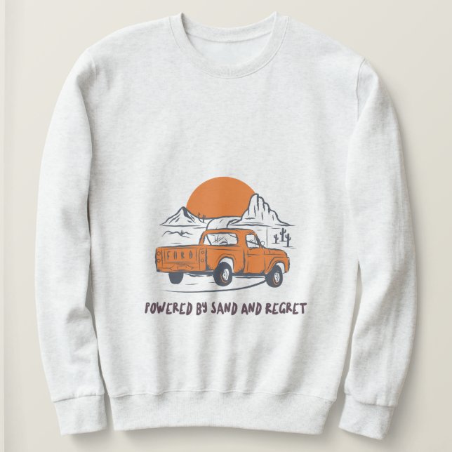 Drivs Av Sand Och Ånger Öken Camping T Shirt (Design framsida)
