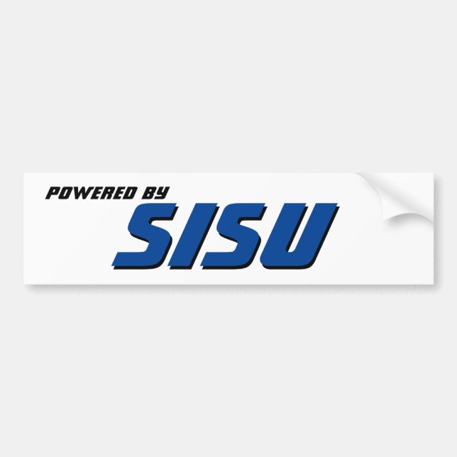 Drivs av Sisu Bumper Sticker Bildekal (Framsidan)
