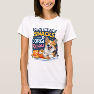 Drivs av Snacks & Corgi Kyssar – Rolig Corgi  T Shirt