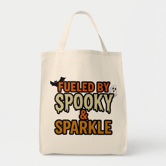 Drivs av Spooky & Sparkle Halloween-handväska Tygkasse (Framsidan)