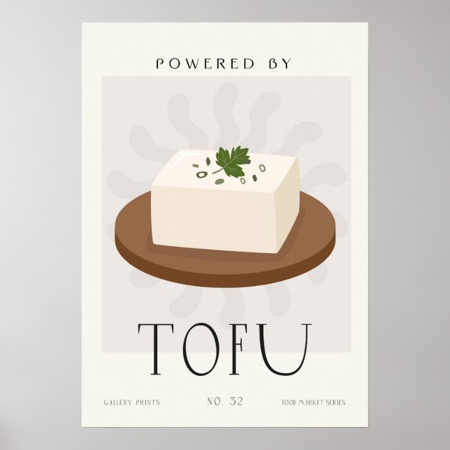 Drivs av Tofu Veganskt Växtbaserat Köksdekor Poster (Framsidan)
