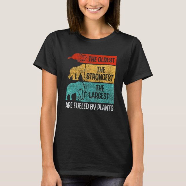 Drivs Av Växter Sköldpadda Gorilla Elefant Vegan V T Shirt (Framsida)