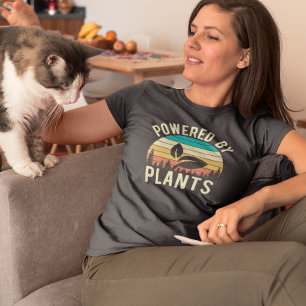 Drivs av Växter Vegansk Vegetarisk Retro T Shirt
