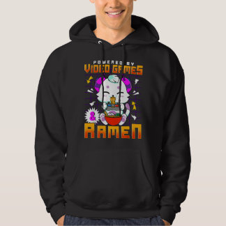 Drivs av videospel och Ramen Anime Kawaii Katt Ga Hoodie