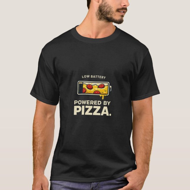 Drivs Med Pizza T-Shirt – Rolig T-Shirt För Pizzaä (Framsida)