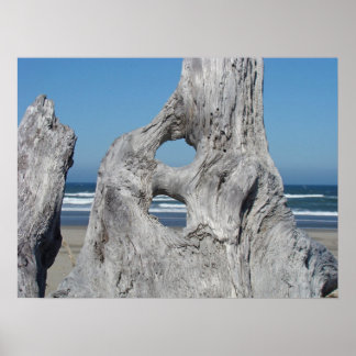 Drivved konsttryck Kust Ocean Blå Himmel vågor Poster