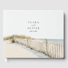 Drivvedsstaket blek sand teal Cape Cod bröllop Gästböcker