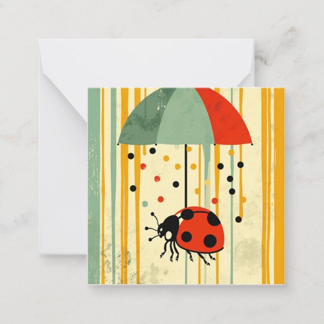 Drizzle & Delight: A Sprinkle of Ladybug Joy Anteckningskort (Framsida)