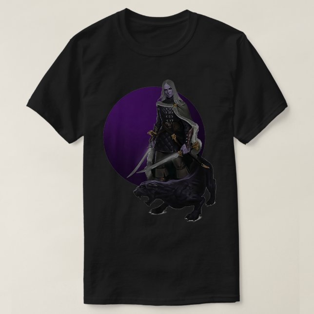 Drizzt och Guenhwyvar, glömd Realms Fläkt art sol T Shirt (Design framsida)