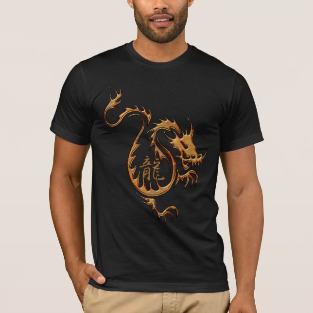 DROGON-året (kinesiska drakonet och kanji Guld) T-shirt (Framsida)