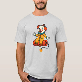 Drôle de clown assis sur une dynamite fictive. t shirt