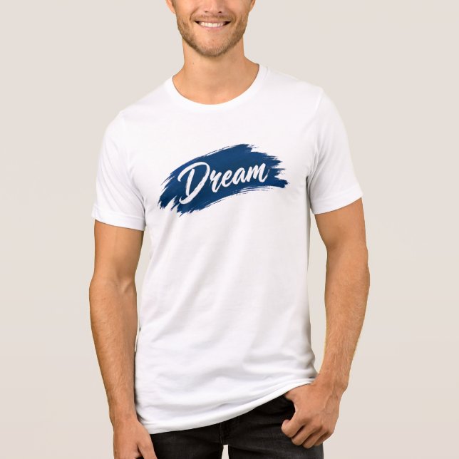 Dröm blå penseldrag Modern typsnitts T-shirt (Framsida)