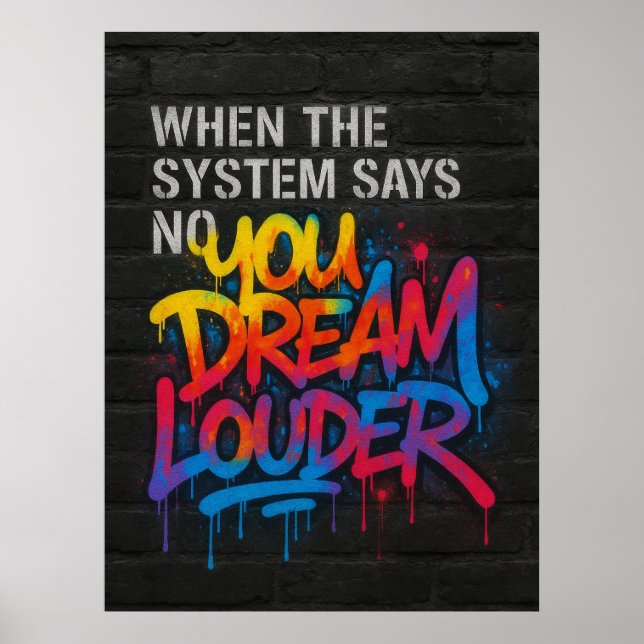 Dröm Högre, Graffiti Stil Motivationsaffisch Poster (Framsidan)