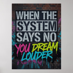 Dröm högre, Motivationscitat Urban Graffiti Poster