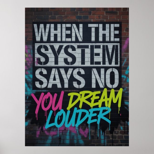 Dröm högre, Motivationscitat Urban Graffiti Poster (Framsidan)