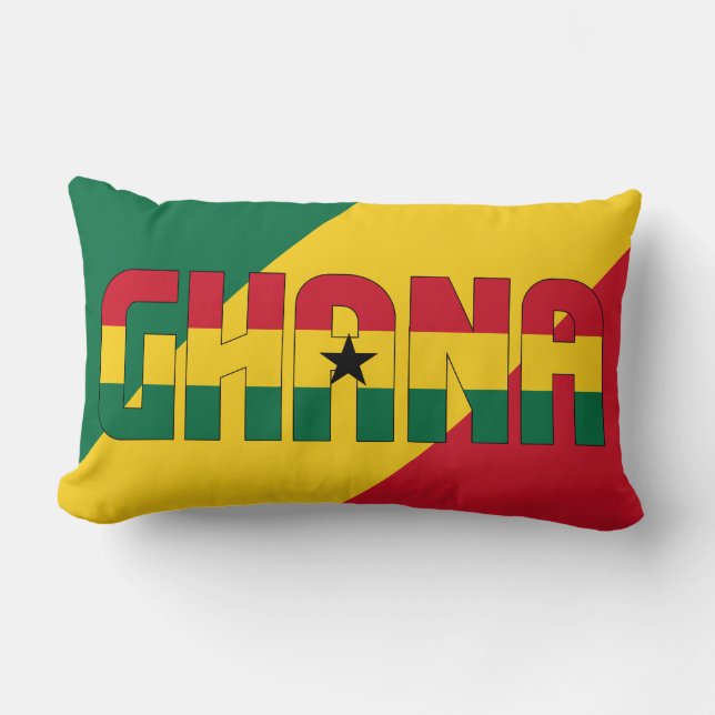 Dröm i färg med Ghanas flagga Lumbarkudde (Framsida)