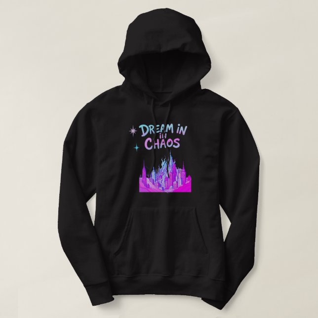 Dröm i kaos – Surrealistisk stadslandskap Hoodie (Design framsida)