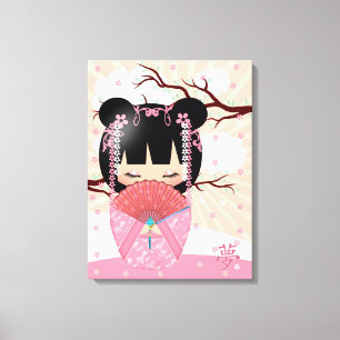 Dröm- Kokeshi docka 18" x 24" slogg in kanfas Canvastryck