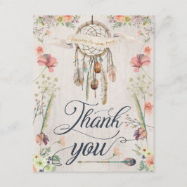 Dröm- kort för stoppareBoho blommigt målade tack