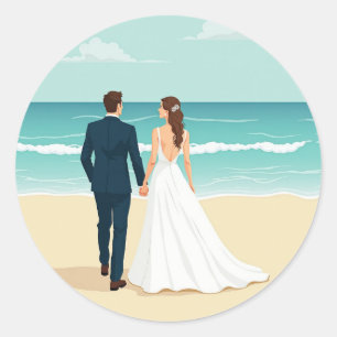 Dröm om strandhustru Sticker Runt Klistermärke