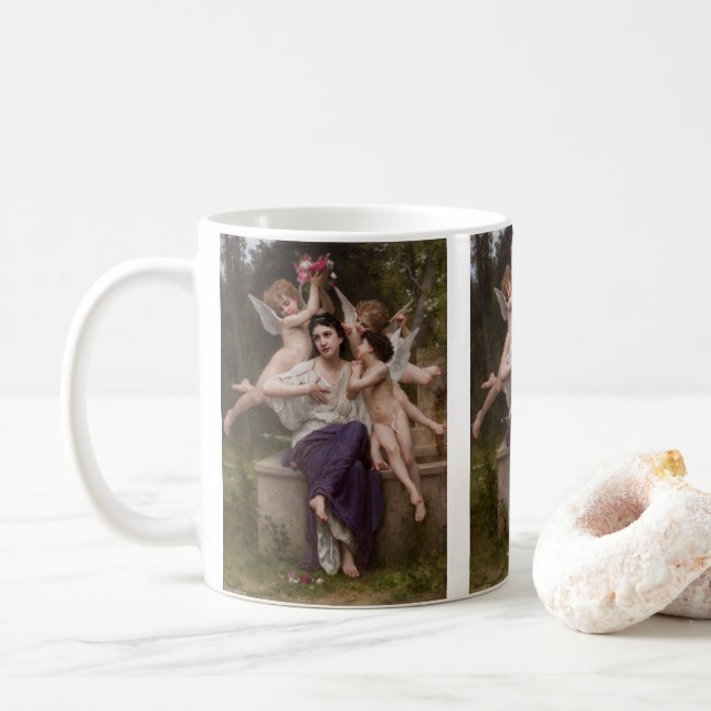 Dröm om vår, Rêve de Printemps av Bouguereau Kaffemugg (Med munk)