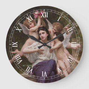Dröm om vår, Rêve de Printemps av Bouguereau Stor Klocka