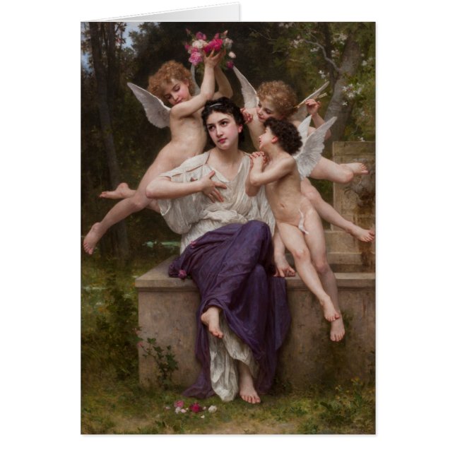 Dröm om våren, Rêve de Printemps av Bouguereau Hälsningskort (Framsidan)