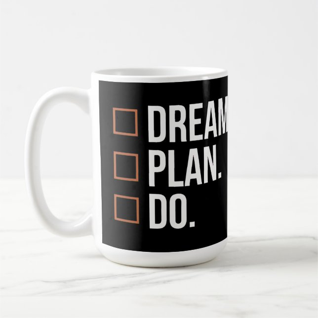 Dröm Plan Gör Motiverande Checklista Design Kaffemugg (Vänster)