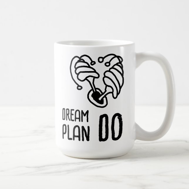 Dröm Plan Gör Svamp lineart Kaffemugg (Höger)